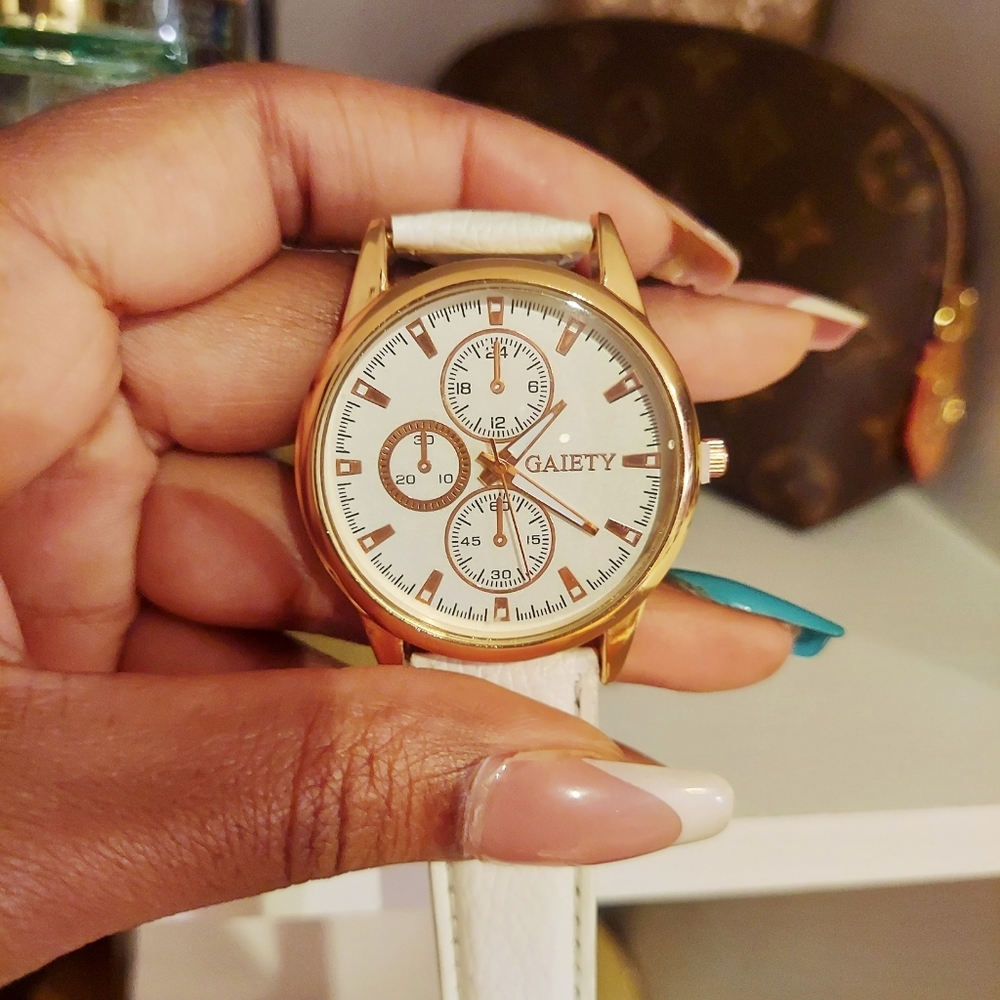 Rose gold white watch